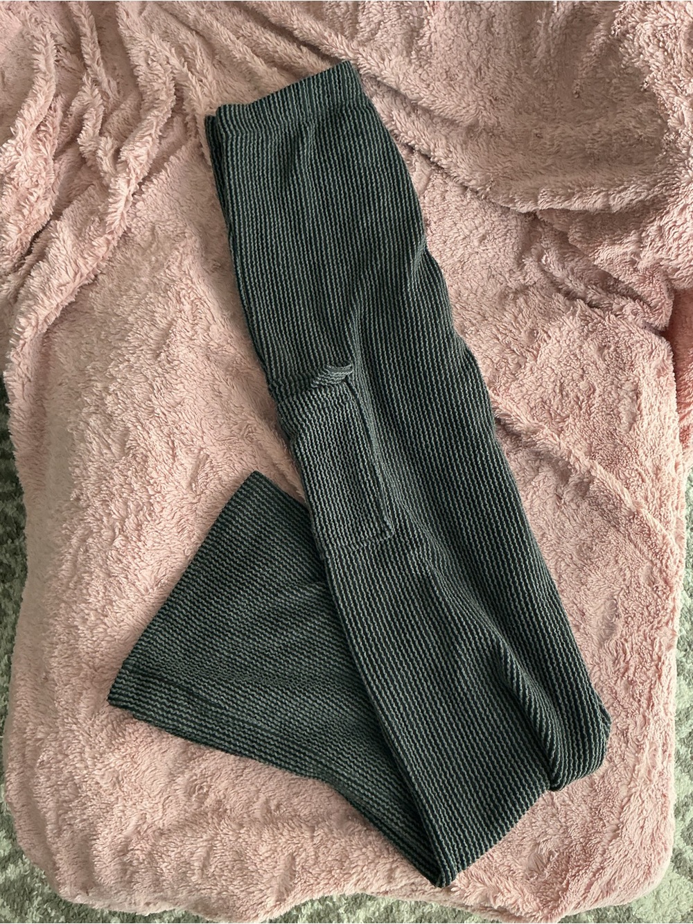 Charlotte Russe Heathered Gray Ribbed Wide-Leg Pants
